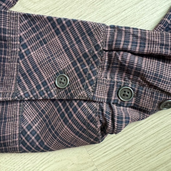 Free People We the Free Catalina Ruched Plaid Front hook Button-Front Women Top - Picture 7 of 12